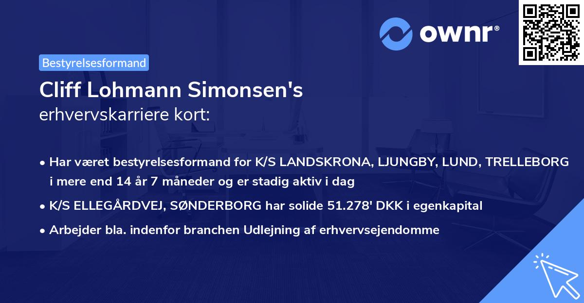 Cliff Lohmann Simonsen's erhvervskarriere kort