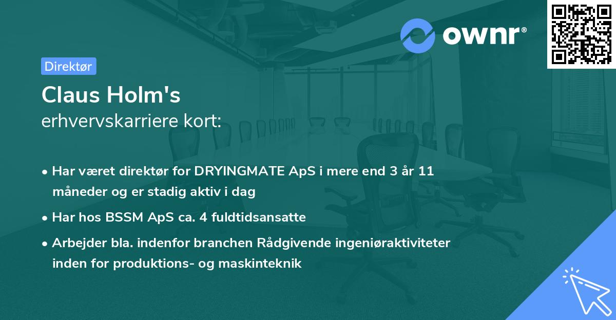 Claus Holm's erhvervskarriere kort