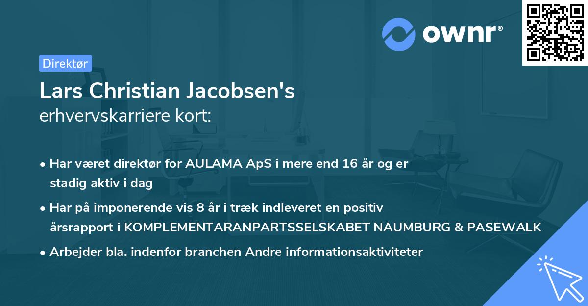 Lars Christian Jacobsen's erhvervskarriere kort