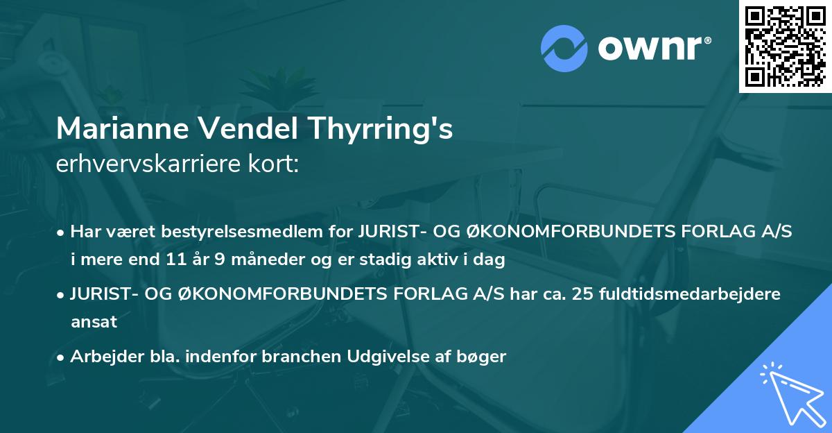 Marianne Vendel Thyrring's erhvervskarriere kort