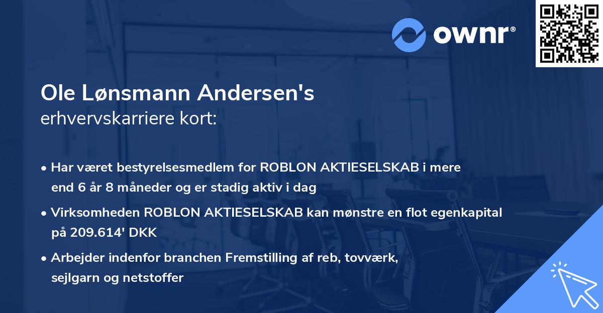 Ole Lønsmann Andersen's erhvervskarriere kort