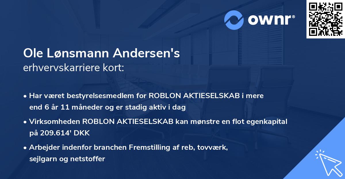 Ole Lønsmann Andersen's erhvervskarriere kort