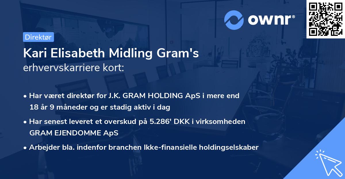 Kari Elisabeth Midling Gram's erhvervskarriere kort
