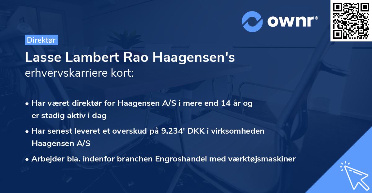 Lasse Lambert Rao Haagensen's erhvervskarriere kort