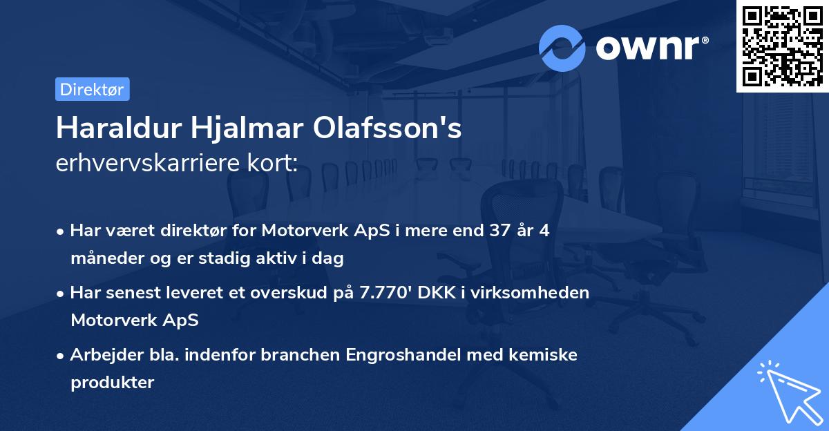 Haraldur Hjalmar Olafsson's erhvervskarriere kort