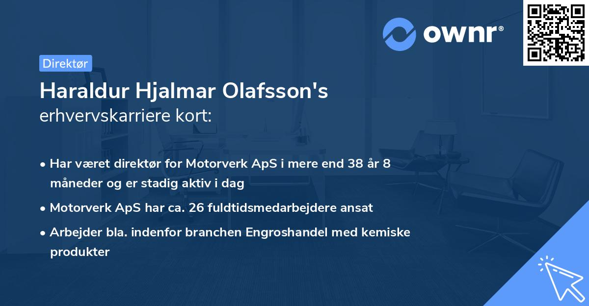 Haraldur Hjalmar Olafsson's erhvervskarriere kort