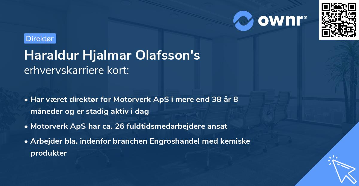 Haraldur Hjalmar Olafsson's erhvervskarriere kort