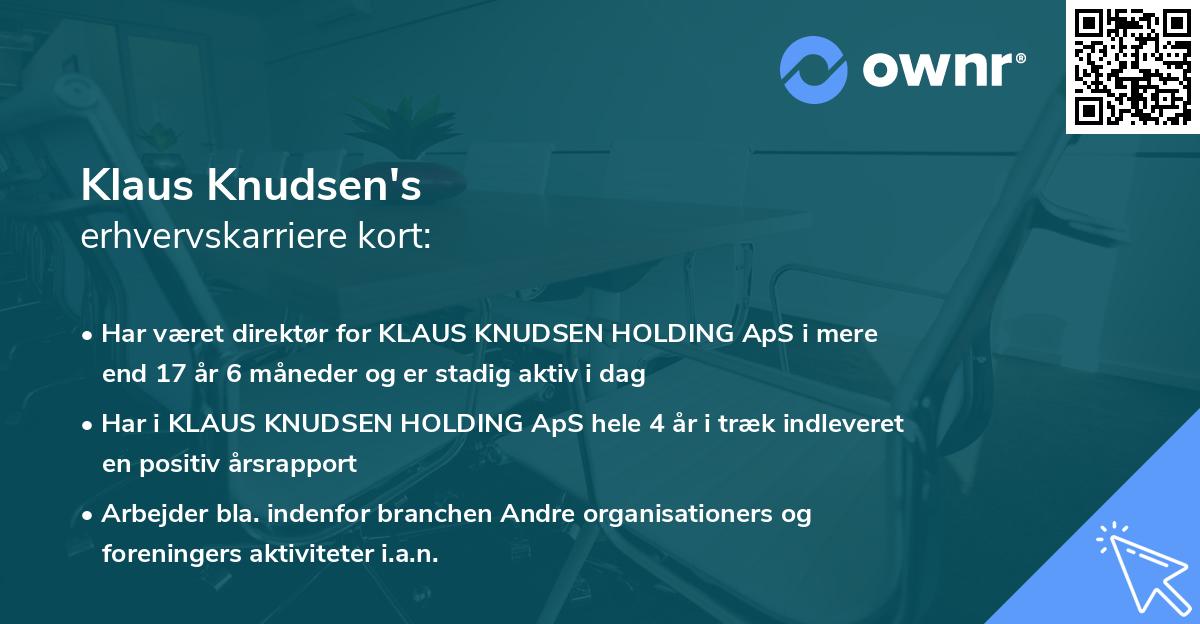 Klaus Knudsen's erhvervskarriere kort