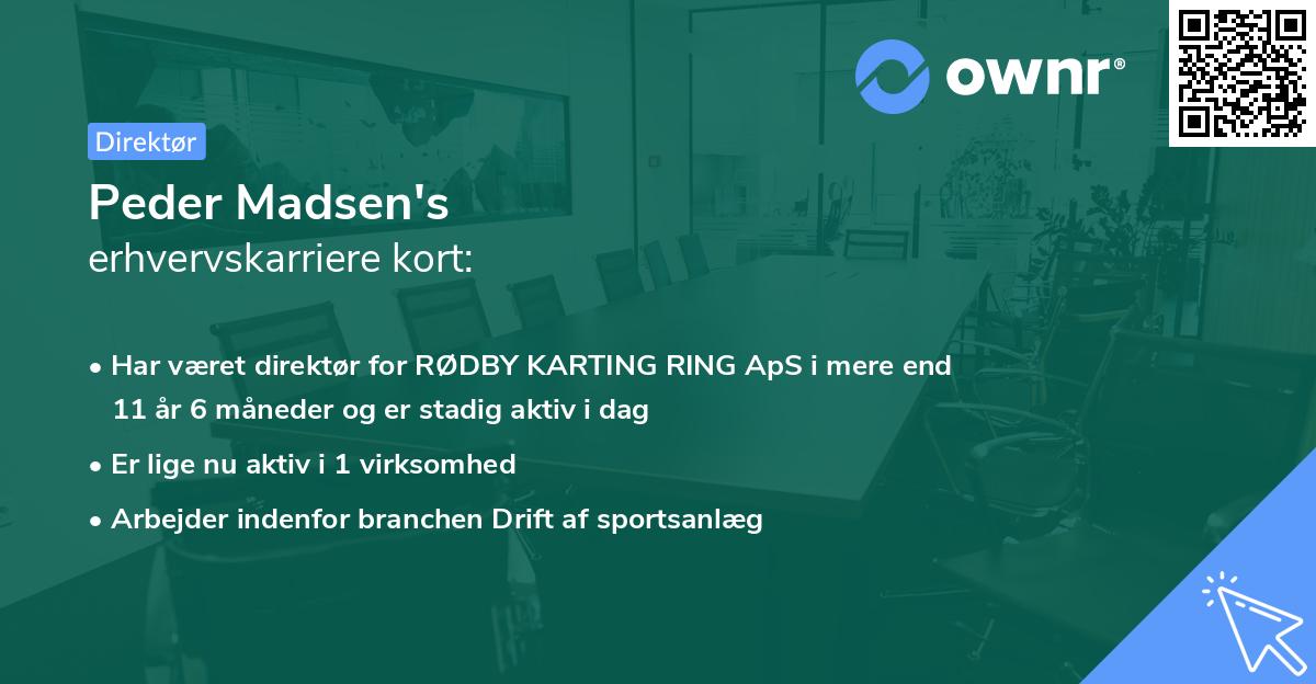Peder Madsen's erhvervskarriere kort