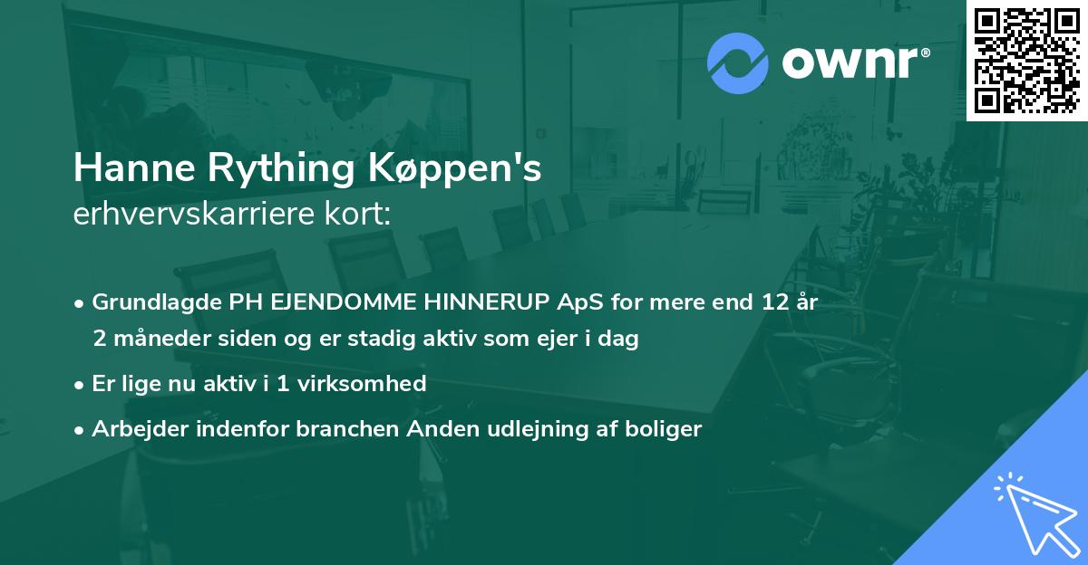 Hanne Rything Køppen's erhvervskarriere kort