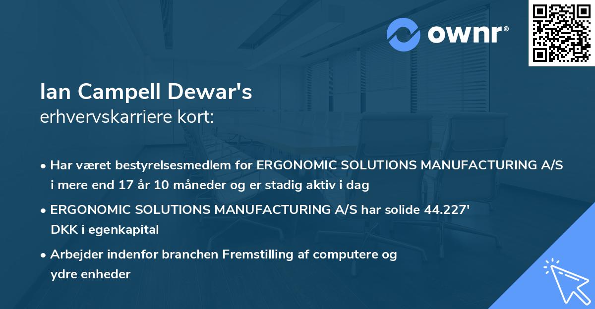 Ian Campell Dewar's erhvervskarriere kort