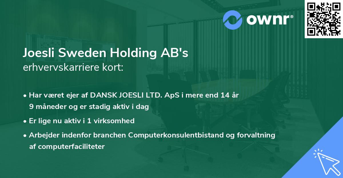 Joesli Sweden Holding AB's erhvervskarriere kort