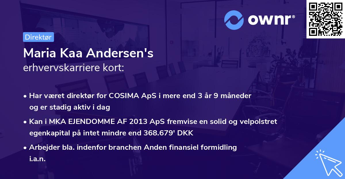 Maria Kaa Andersen's erhvervskarriere kort