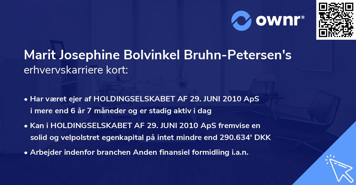 Marit Josephine Bolvinkel Bruhn-Petersen's erhvervskarriere kort