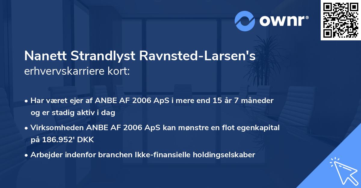 Nanett Strandlyst Ravnsted-Larsen's erhvervskarriere kort