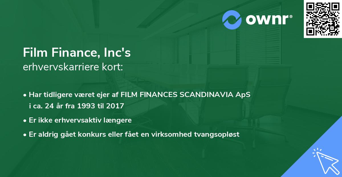 Film Finance, Inc's erhvervskarriere kort