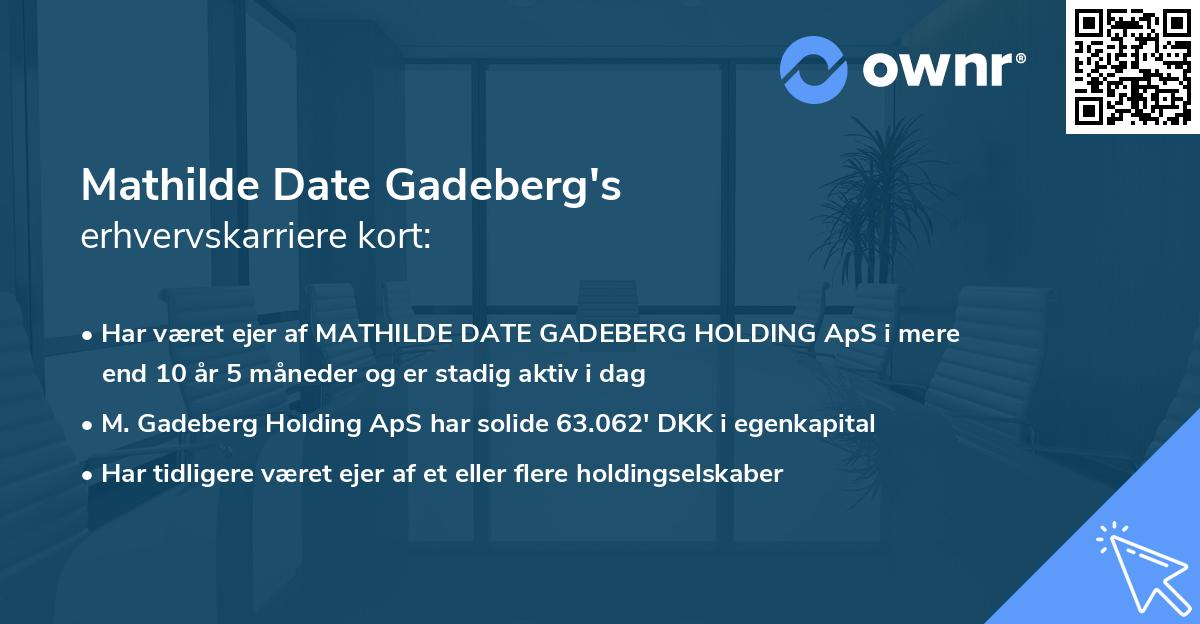 Mathilde Date Gadeberg's erhvervskarriere kort