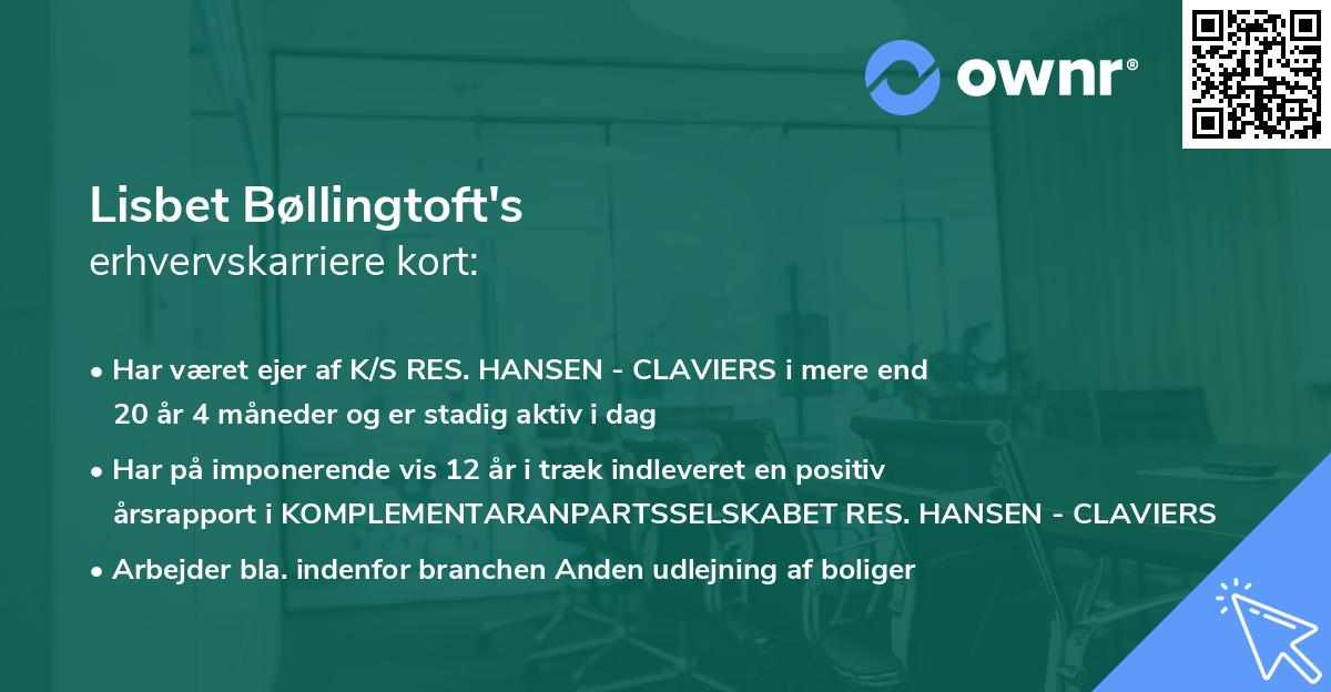 Lisbet Bøllingtoft's erhvervskarriere kort