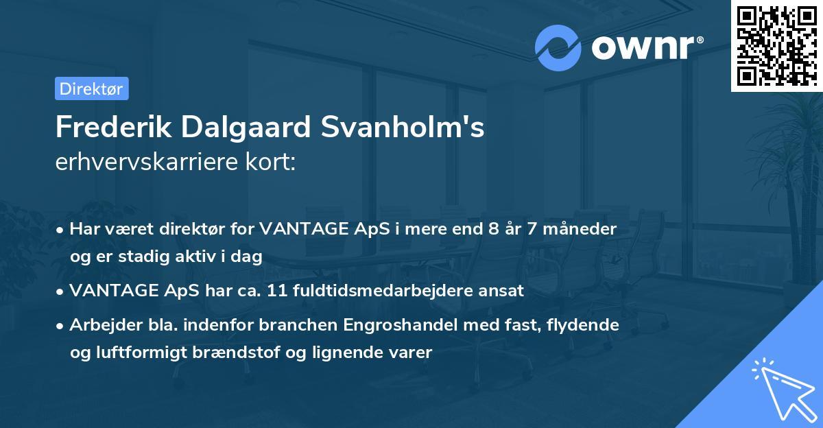 Frederik Dalgaard Svanholm's erhvervskarriere kort