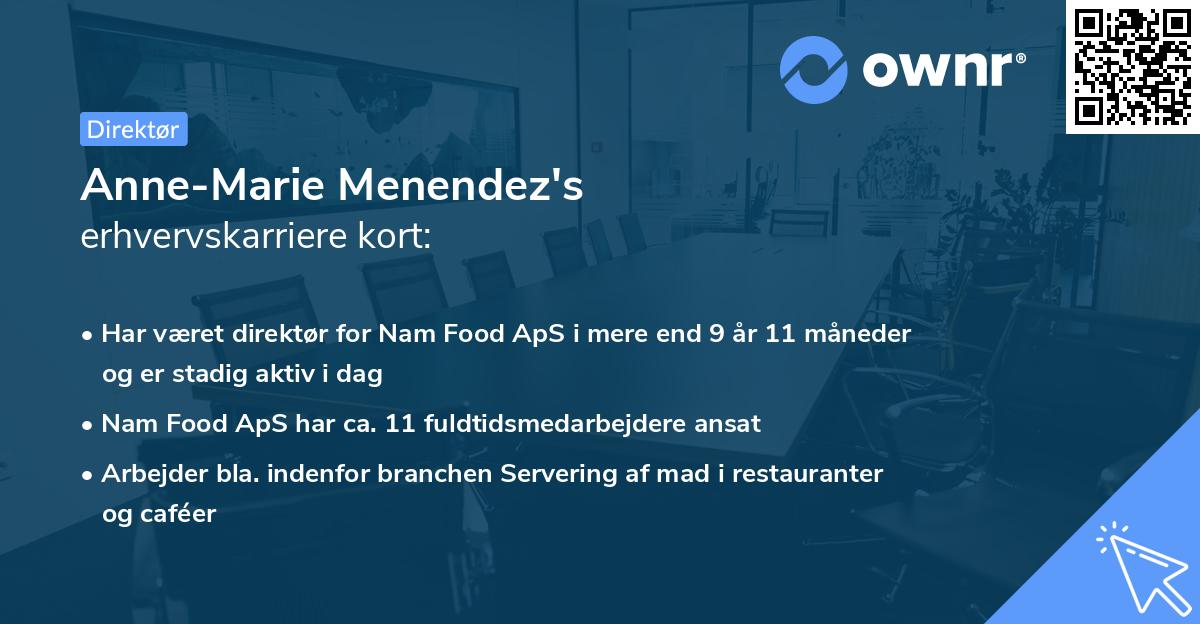 Anne-Marie Menendez's erhvervskarriere kort