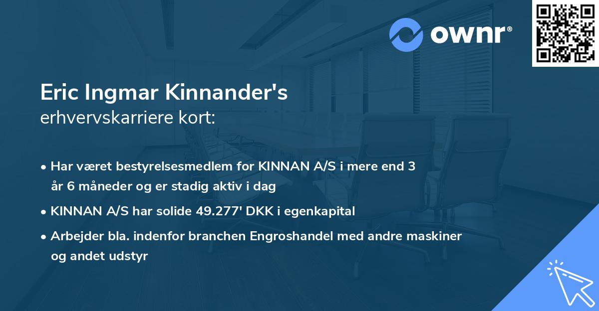 Eric Ingmar Kinnander's erhvervskarriere kort