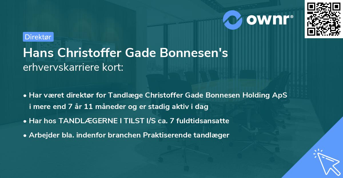 Hans Christoffer Gade Bonnesen's erhvervskarriere kort