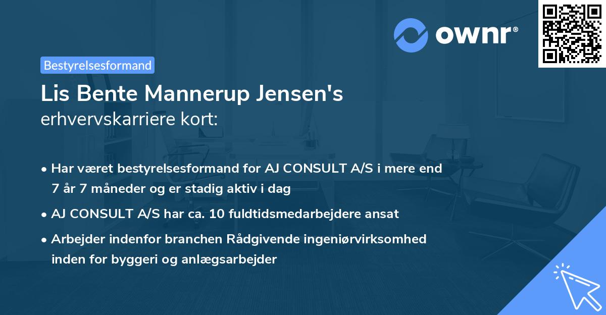 Lis Bente Mannerup Jensen's erhvervskarriere kort