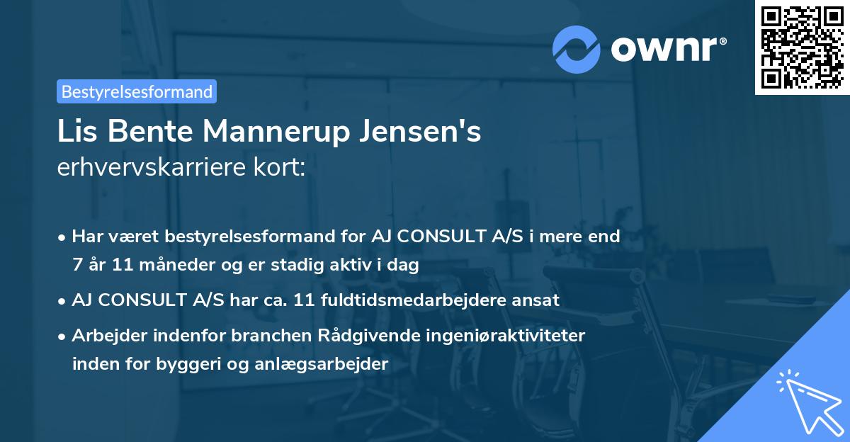 Lis Bente Mannerup Jensen's erhvervskarriere kort