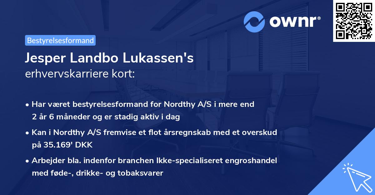 Jesper Landbo Lukassen's erhvervskarriere kort