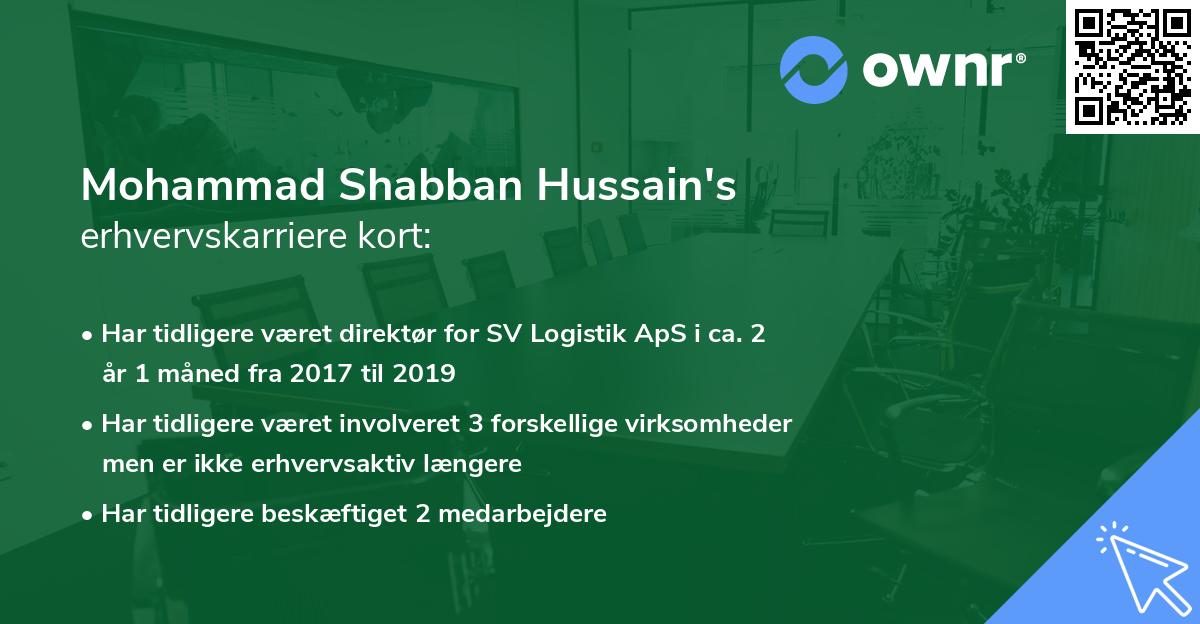 Mohammad Shabban Hussain's erhvervskarriere kort