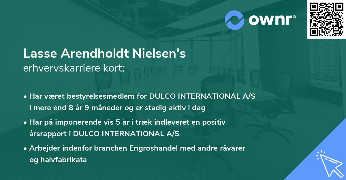Lasse Arendholdt Nielsen's erhvervskarriere kort
