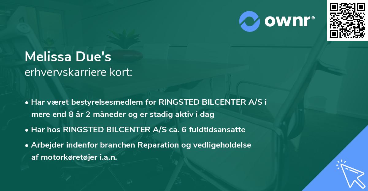 Melissa Due's erhvervskarriere kort