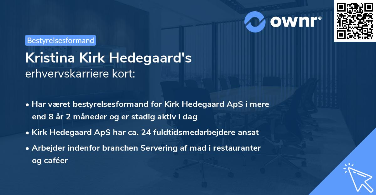 Kristina Kirk Hedegaard's erhvervskarriere kort
