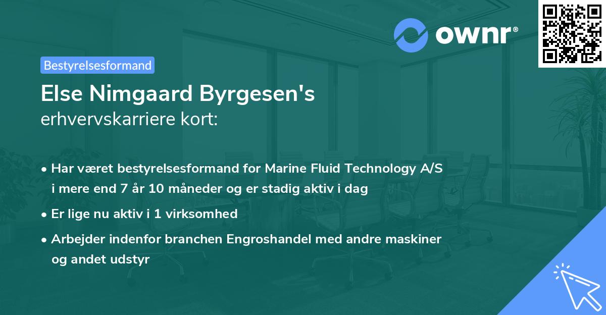 Else Nimgaard Byrgesen's erhvervskarriere kort
