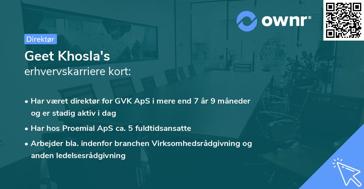 Geet Khosla's erhvervskarriere kort