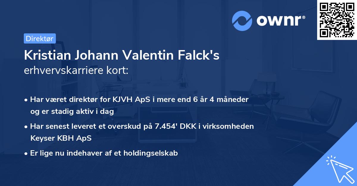 Kristian Johann Valentin Falck's erhvervskarriere kort