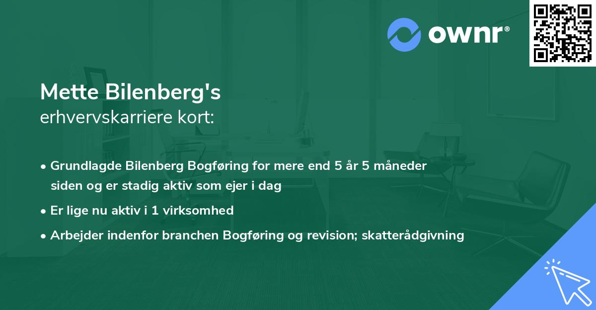 Mette Bilenberg's erhvervskarriere kort