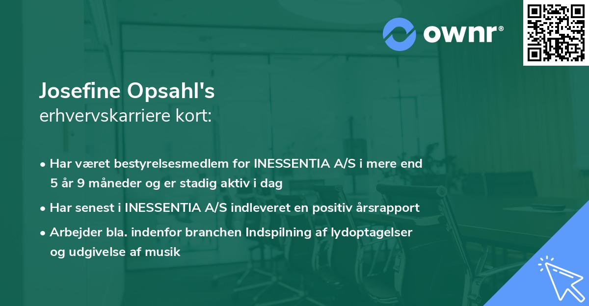 Josefine Opsahl's erhvervskarriere kort