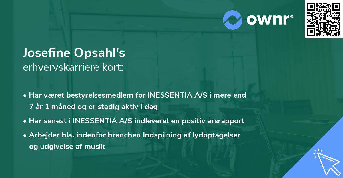 Josefine Opsahl's erhvervskarriere kort