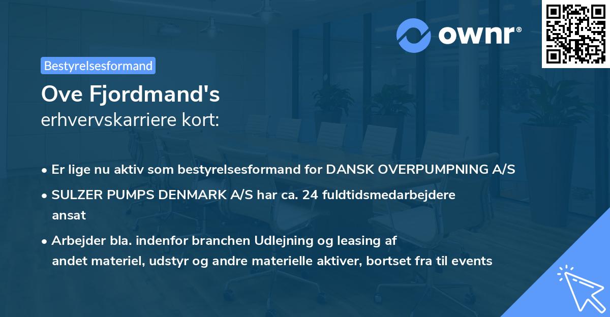 Ove Fjordmand's erhvervskarriere kort