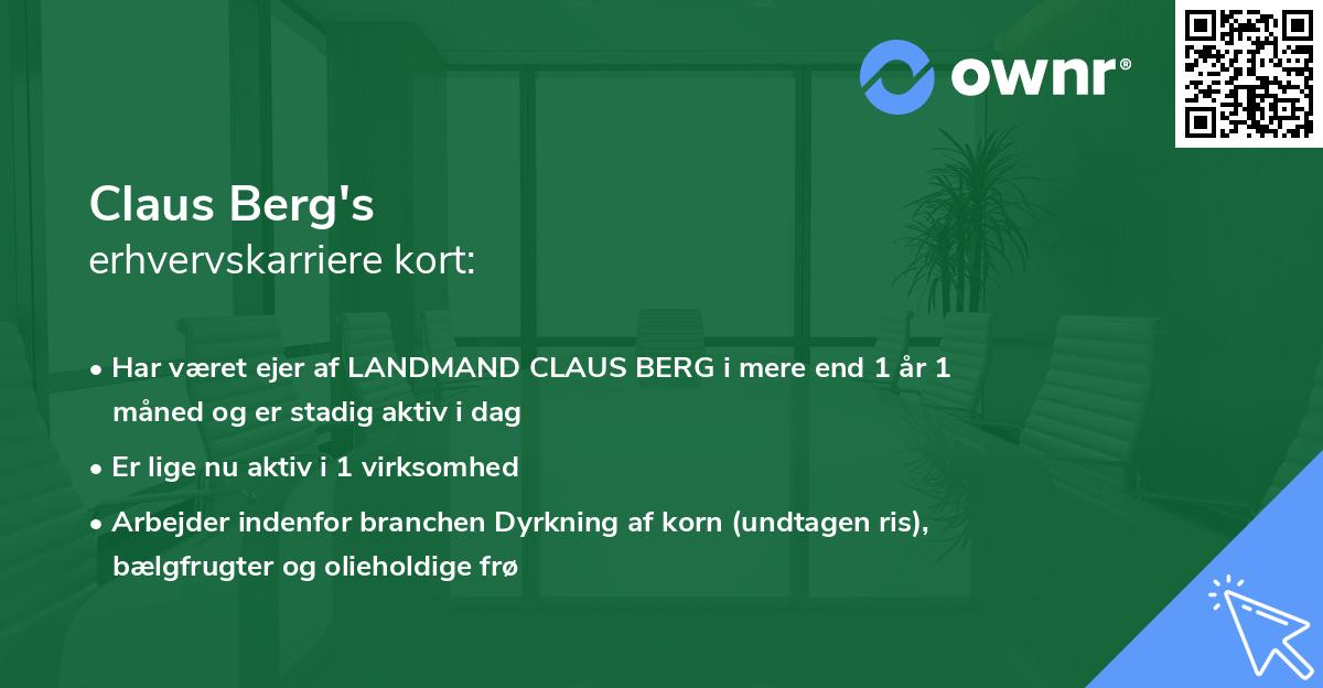 Claus Berg's erhvervskarriere kort
