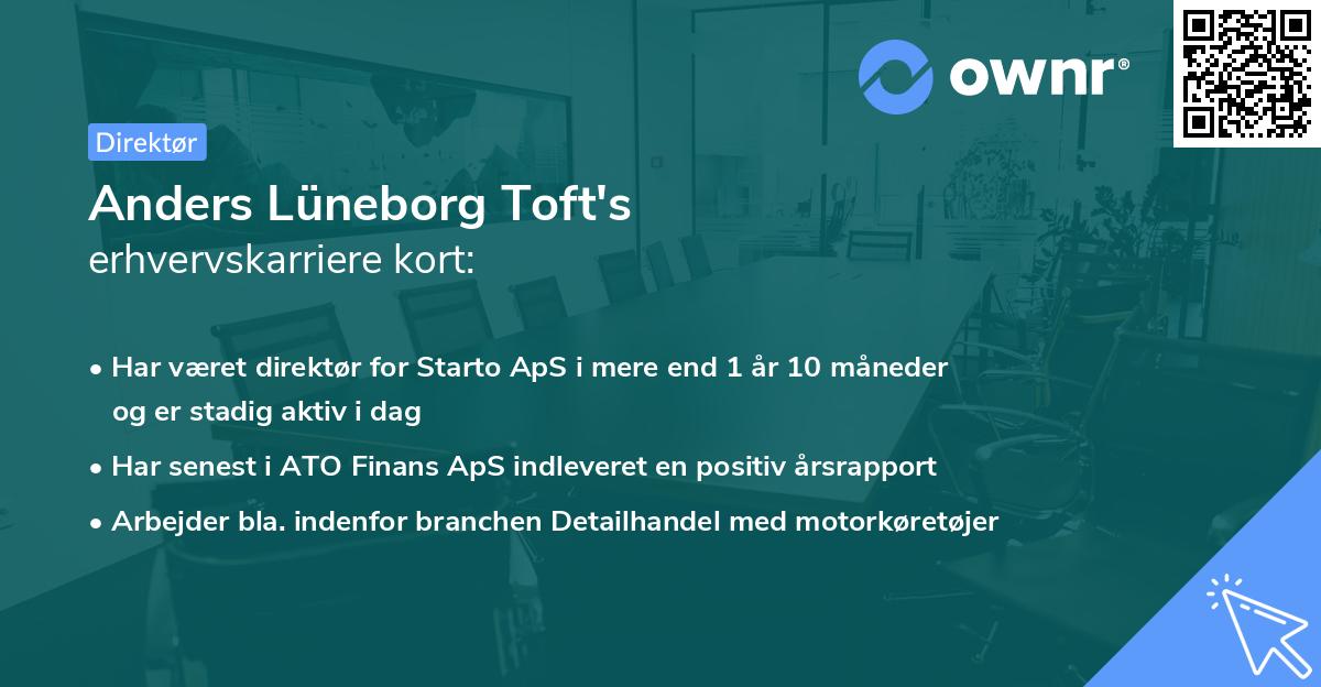 Anders Lüneborg Toft's erhvervskarriere kort