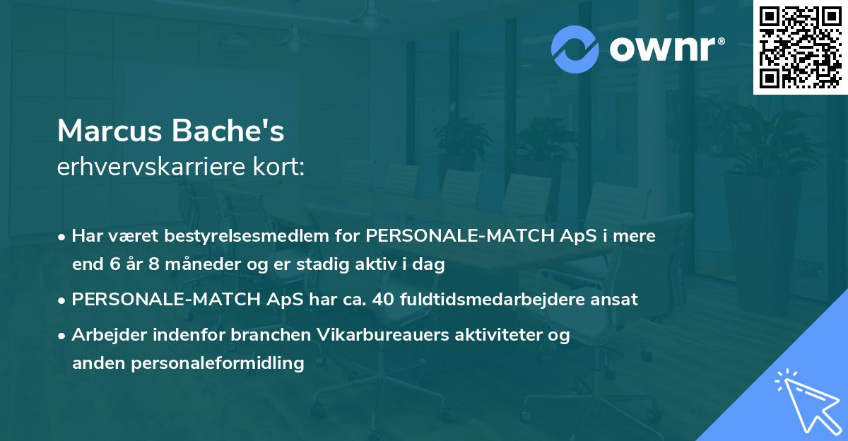 Marcus Bache's erhvervskarriere kort