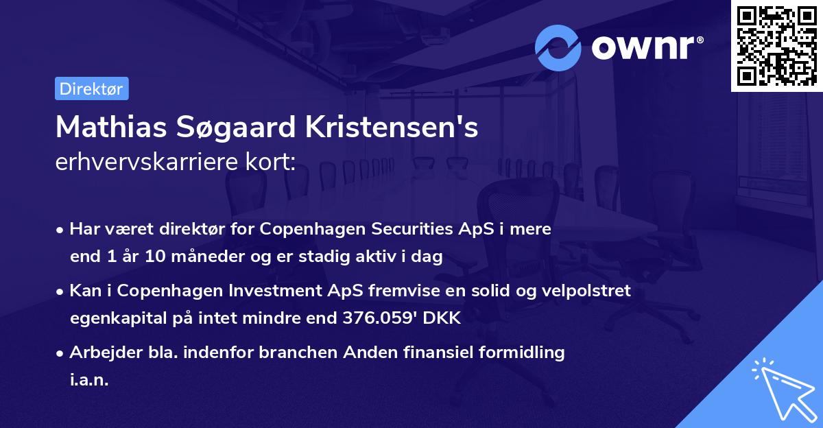 Mathias Søgaard Kristensen's erhvervskarriere kort