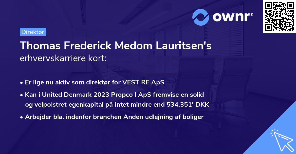 Thomas Frederick Medom Lauritsen's erhvervskarriere kort