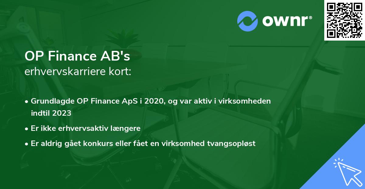 OP Finance AB's erhvervskarriere kort