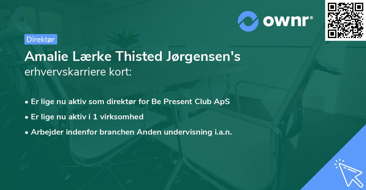 Amalie Lærke Thisted Jørgensen's erhvervskarriere kort