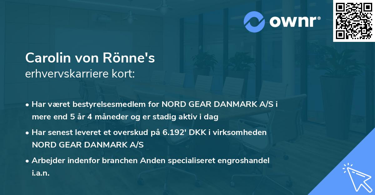 Carolin von Rönne's erhvervskarriere kort