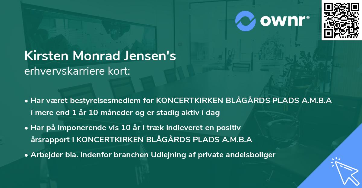 Kirsten Monrad Jensen's erhvervskarriere kort