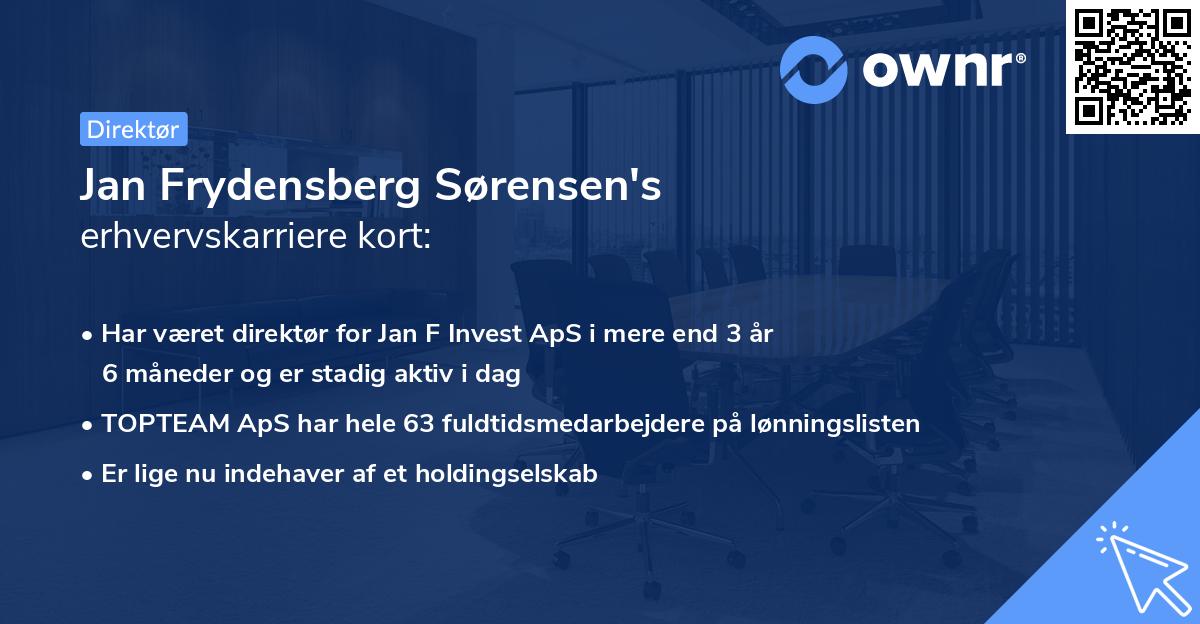 Jan Frydensberg Sørensen's erhvervskarriere kort